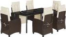vidaXL 7-delige tuinset met kussens, bruin, polyrotan