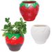 Baker Ross VC121 Keramische aardpotjes met aardbeien - set van 2, zelf te beschilderen aardpotjes met aardbeien