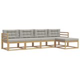 vidaXL - Buiten - bank - set - 4 - st - Wit - en - Lichtgrijs - Polyester