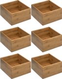 5Five - Opberg/sorteer/lade verdelers bakjes bamboe 18 x 18 x 9.5 cm - Set van 5x stuks