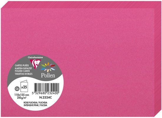 Clairefontaine Pollen Dubbele Kaart C6 Fuchsia Intensief Roze