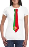 Bellatio Decorations Shoppartners Bv Wit t-shirt met Portugese vlag stropdas dames - Portugal supporter M
