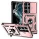 Samsung Coque Hybride Galaxy S23 Ultra 5G à Anneau Rotatif avec Protection pour Appareil Photo - Rose Doré
