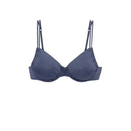Lascana Voorgevormde Beugel Bikinitop Met Lurex Donkerblauw
