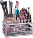 Relaxdays make-up organizer - tweedelig - cosmetica opbergdoos + lippenstift houder - Roze-strepen