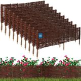 KOTARBAU® 10st Bloembedrand, Wilgenhouten Hek, Beeteinfassing, 120 x 30 cm, Bruin