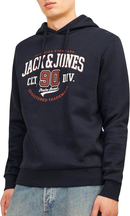 JACK & JONES JJELOGO SWEAT HOOD - Dark Navy - Men's Hoodie - Size S