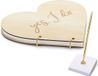 Partydeco Sp. Z O. O. Gastenboek/receptieboek met luxe pen in houder - Bruiloft - goud/hout - 27 x 25 cm
