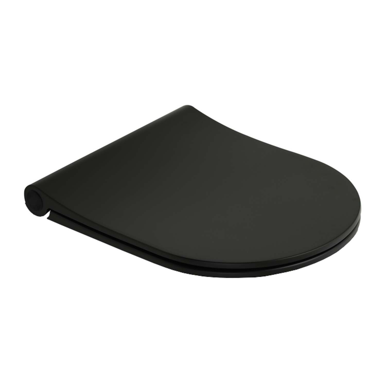 Pressalit Kansas Slim Compact Toiletzitting Mat Zwart met Lift-Off en Softclose