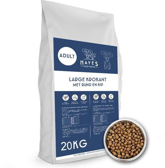 Hayes Brothers Adult Rund 20kg - Geperst Hondenvoer - Volwassen & Senior Honden
