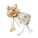 Mopec Broche bloemvorm ivoor beige 12 stuks textiel bruin 7,00 x 8,00 x 17,00 cm