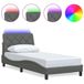 VidaXL Bedframe met LED, zonder matras, stof, donkergrijs, 80x200 cm