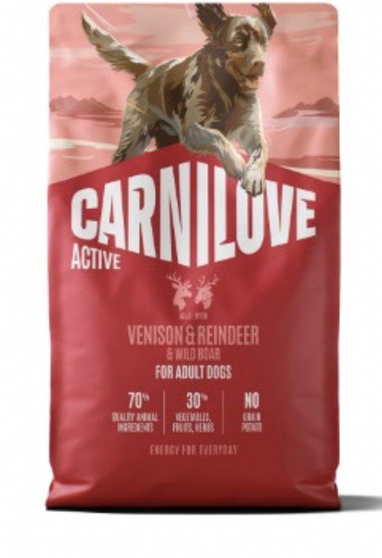 Carnilove Active Dog Dry Made with Venison & Reindeer & Wild Boar for Active Adults 4 kg