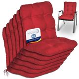 Beautissu Flair NL – Set van 6 Tuinkussen Lage Rug Rood– 100x50 cm – Zitkussen Matraskussen voor Tuin Meubelen