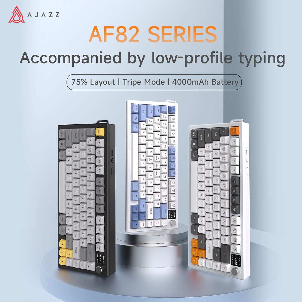 AJAZZ AF82 75% Layout Draadloos membraan gaming-toetsenbord met beeldscherm en 4000mAh batterij