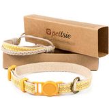 Pettsie Kattenhalsband, ontsnappingsarmband voor veiligheid en vriendschap, duurzaam, comfortabel en zacht katoen voor extra veiligheid, D-ring voor accessoires, geschenkdoos inbegrepen, 19-29 cm