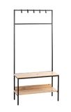 HAKU Staande kapstok eiken, zwart, MDF, metaal - B 80 cm x H 180 cm x D 35 cm