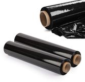 KADAX Zwarte stretchfolie, 300 x 50 cm, plasticfolie, 3 kg verhuisfolie, palletfolie voor meubels, magazijn, transport, duurzame wikkelfolie, verpakkingsfolie, zwart, set van 2