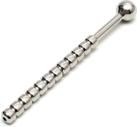 Rimba - Geribbelde Holle Urethral Plasbuig Plug Ø 10 mm Zilver RVS