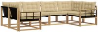 vidaXL Hoek loungeset 6-delig Acacia Hout Wit en Beige