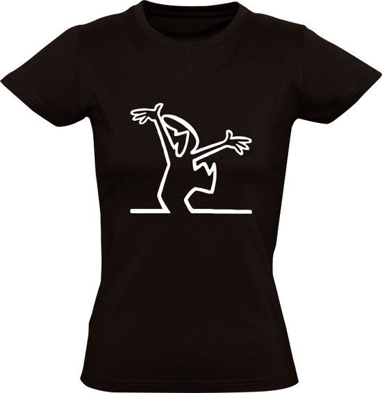 Blij poppetje Dames T-shirt Zwart - Maat S