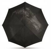 Happy Rain Automat Mini Paraplu met Paardenprint - Winddicht - Zwart
