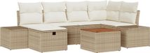 vidaXL Tuinbank - Set - 7-delig - Beige - Polyrotan