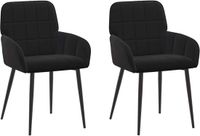 vidaXL Eetstoelen 2 stuks fluweel Zwart 56.5 x 50 x 85 cm
