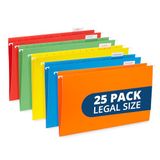 Blue Summit Supplies Hangende bestandsmappen, 25 versterkte hangmappen, ontworpen voor thuis en op kantoor, kleurgecodeerde bestandsorganisatie, wettelijke grootte, verschillende kleuren, 25 stuks