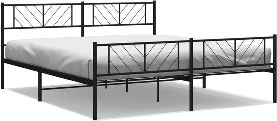 vidaXL Bedframe met hoofd- en voeteneinde metaal zwart 180x200 cm