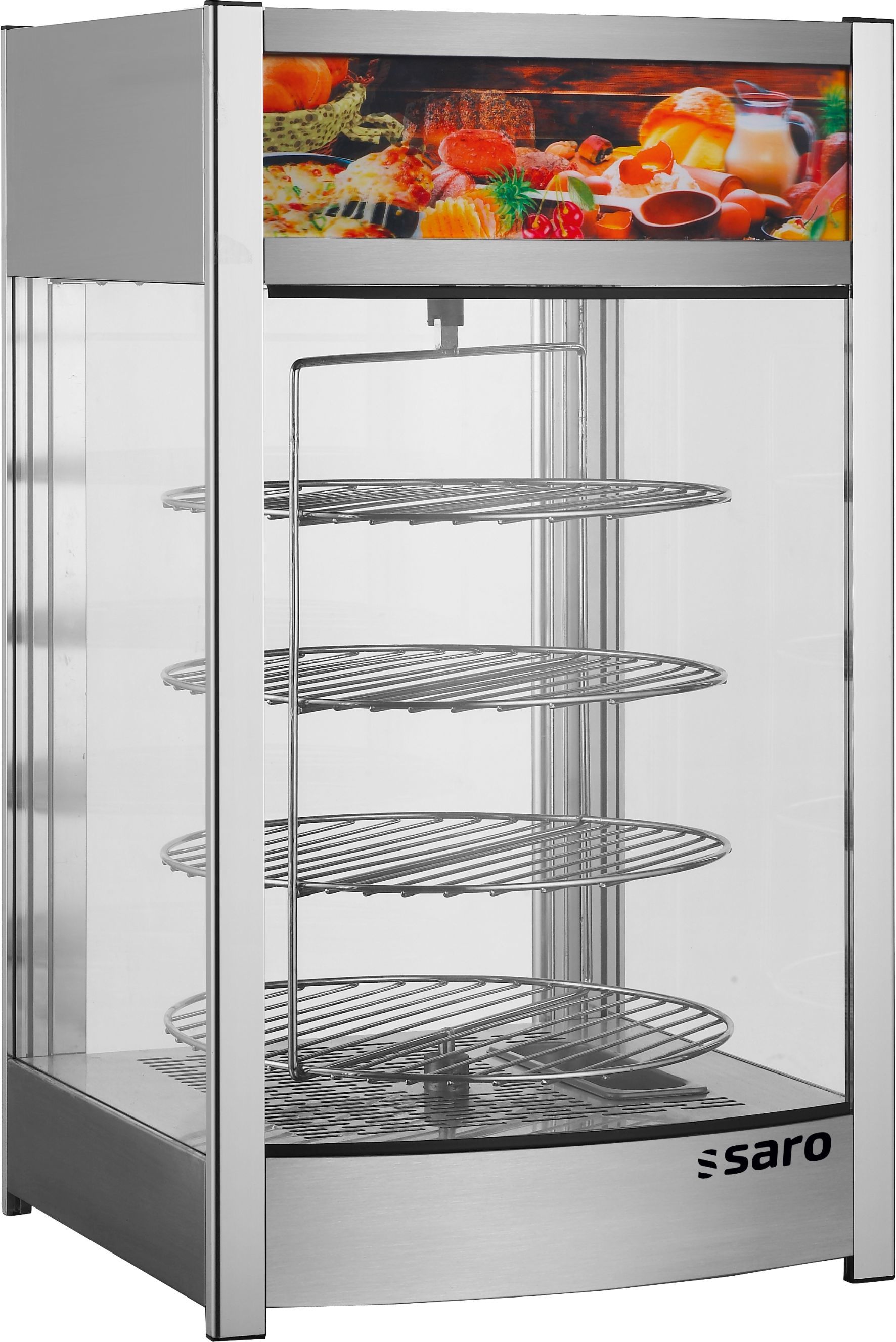 Saro Niklas Warmhoudvitrine - RVS - 46x45x79cm - 4 Draaiplateaus