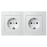 FLAIR dubbel stopcontact wit, 250V~/10A, UP, protec