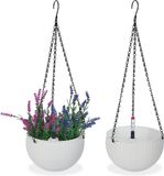 Merkloos Relaxdays Hangpotten met opvangbakjes - Set van 2 - Wit