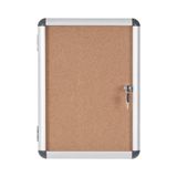 Bi-Office Showkast vitrine "Enclore", kurk, geschikt voor 2 x DIN A4, zilveren aluminium frame, afsluitbaar