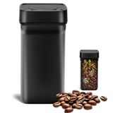 Romon Koffieblik van roestvrij staal, 1,2 l, 450 g koffiebonen, luchtdichte vacuümcontainer voor langere versheid, zwart
