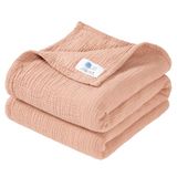 Lulu Moon Mousseline Deken voor ademende baby's, pasgeborenen, zachte kruipdeken voor kinderen, peuters, meisjes en jongens, 120 x 120 cm (roze)