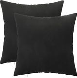 vidaXL - Kussensloop - 2 stuks - HEERLEN - Zwart - 45 x 45 cm - Katoensatijn