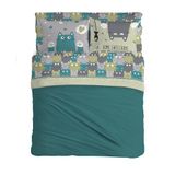 PENSIERI DELICATI Beddengoedset voor tweepersoonsbed, 100% katoen, beddengoedset voor tweepersoonsbedden, 180 x 200 cm, inclusief hoeslaken, dekbedovertrek en 2 kussenslopen, gemaakt in Italië, motief