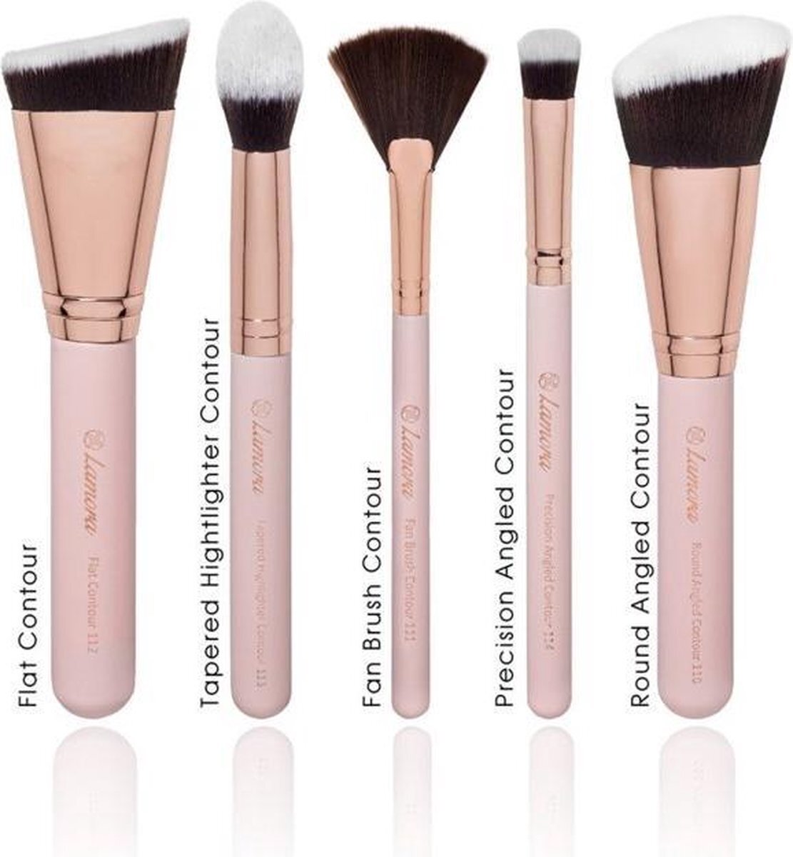 Lamora Make-up Kwasten Set - Contour - - 5 Delig Kwasten in Luxe Koker