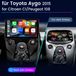 Autoradio 10 pouces Carplay pour Toyota Aygo II, Citroën C1, Peugeot 108. Android 15, navigation GPS, Wi-Fi, 4G, Bluetooth, DAB+, commande au volant, USB, stockage 6+128 Go, processeur 8 cœurs