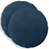 vidaXL - Kussensloop - 2 stuks - HEERLEN - Marineblauw - Ø 30 cm - corduroy