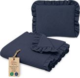 Totsy baby Katoenen Babydeken Set Set: Babydeken 75x60 cm + Kussen 40x30 cm Katoen Muslin voor Kinderwagen Wieg Ledikant Ademend met Ruches Lichtgewicht Zomerdeken Pasgeboren Marineblauw