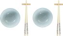 DKD Home Decor 6-delige sushi serveer set aardewerk licht blauw/wit