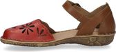 Josef Seibel Rosalie 04 Dames Platte Sandalen Rubin-kombi Leer Klittenband/Gesp Gebloemd Lente/Zomer 2026 Maat 39