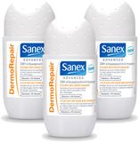 Sanex 3 x Sanex Advanced Dermo Repair Deodorant Roller - 24h Anti-Transpirant - 50 ml