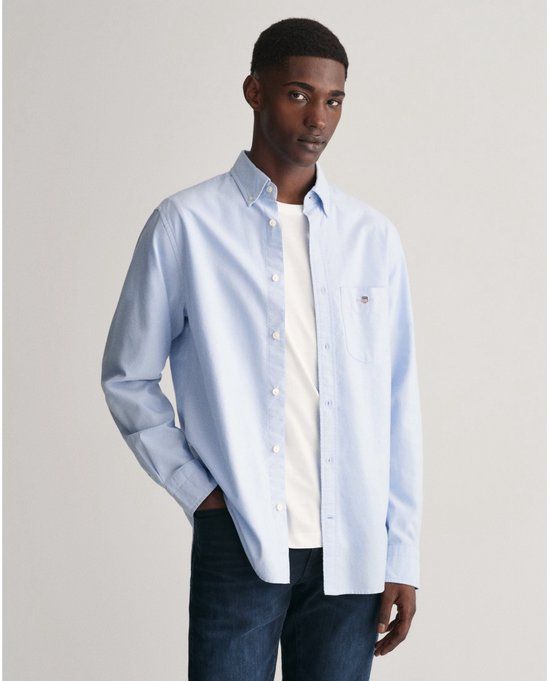 GANT Casual Oxford Hemd - Lange Mouw - Blauw - Maat XL - Heren