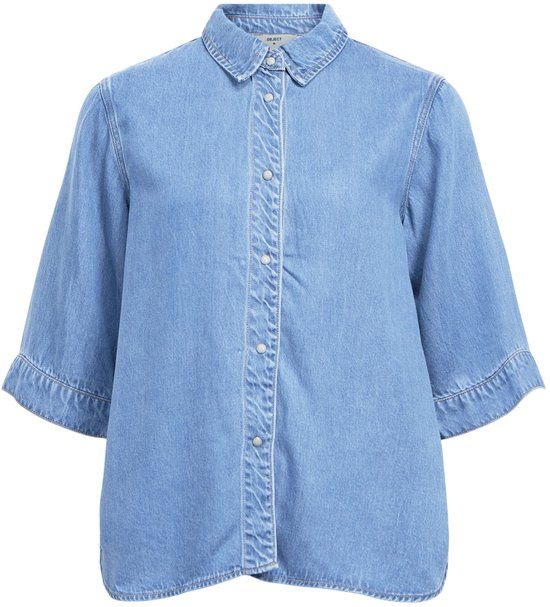 OBJECT Objframe 2/4 Re Denim Top Dames - Blauw - Maat L