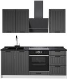 Vicco Eenpersoonskeuken Fame-Line, Donkergrijs/Wit, 190 cm zonder werkblad