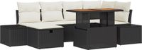 vidaXL Tuinbank - Set - 7-delig - Zwart - Polyrattan