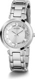 Guess Dames Horloge GW0470L1 Staal Quartz Zilverkleurige Wijzerplaat Zirkonia 39mm